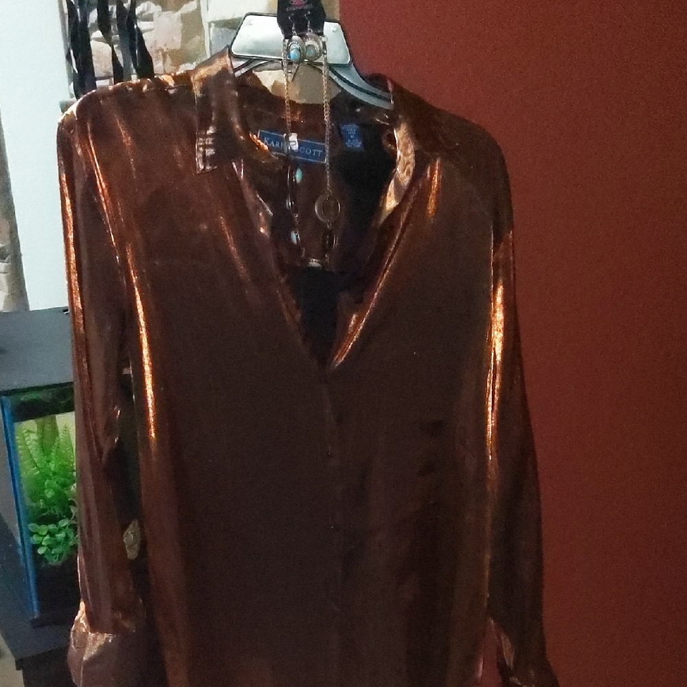 Karen Scott Shimmering Bronze Blouse